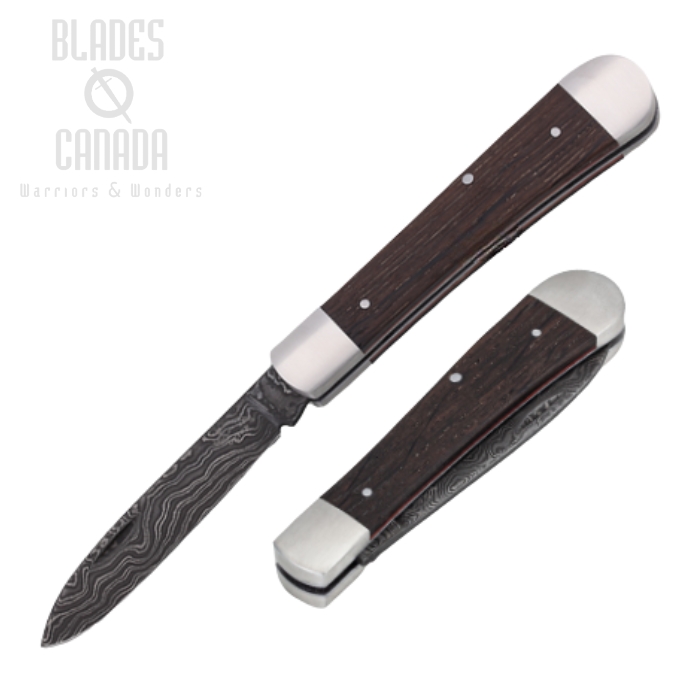Otter-Messer Levin Slipjoint Folding Knife, Damascus, Smoaked Oak, 268DRAU